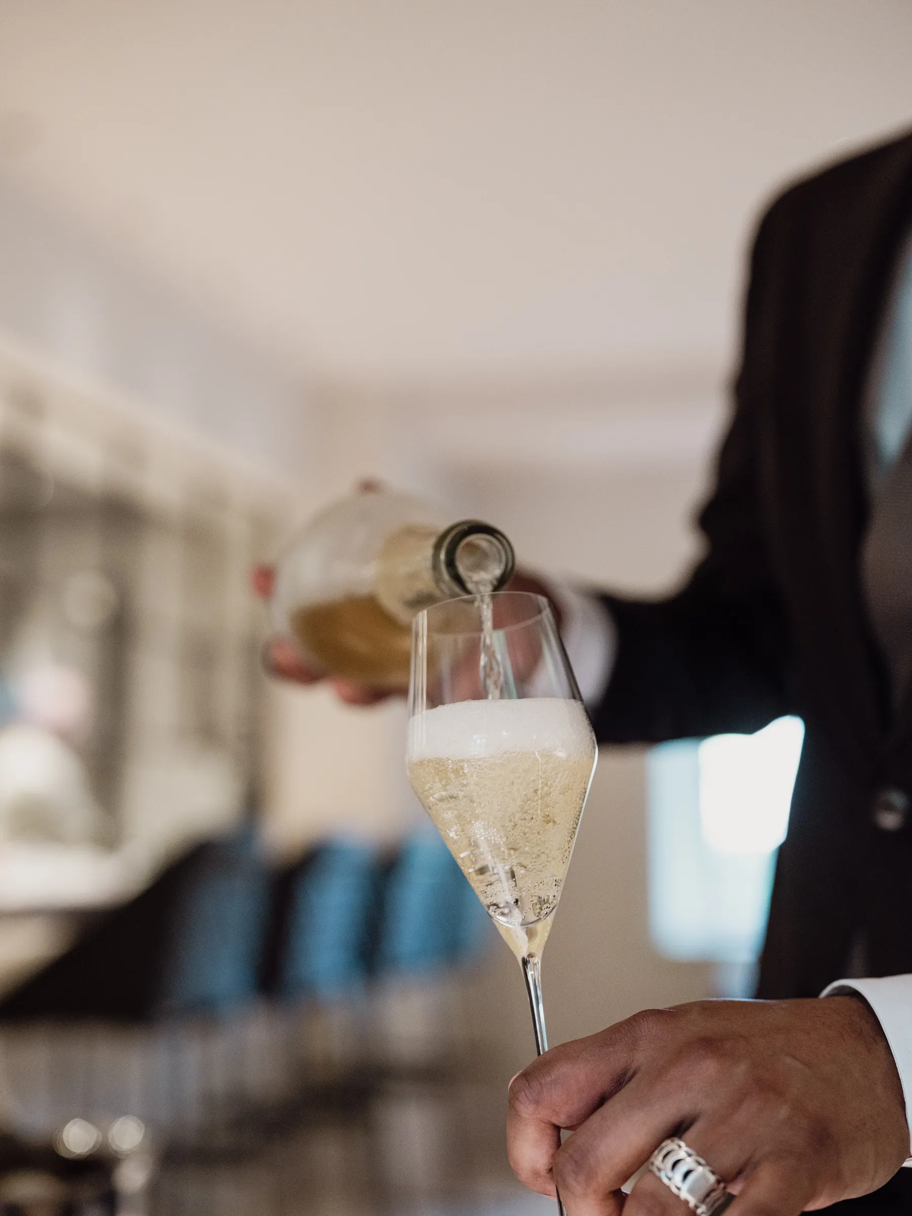 Champagne glass close-up with